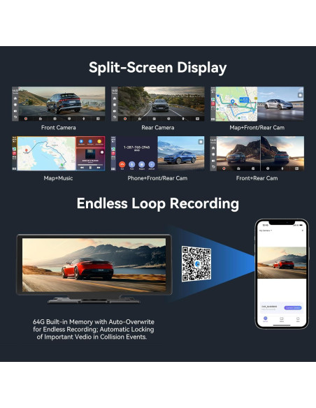 Pantalla Táctil Portátil Carplay 10.26" Carpeer 4K GPS Bluetooth