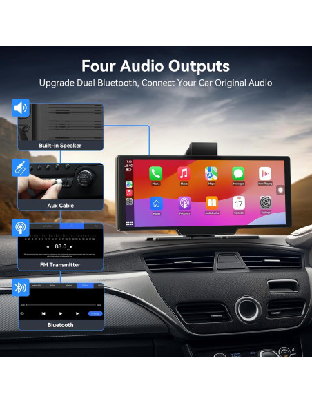 Pantalla Táctil Portátil Carplay 10.26" Carpeer 4K GPS Bluetooth