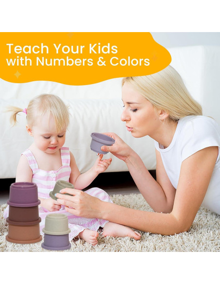 Juego de Tazas Apilables Tiny Tinker 8 Piezas para Bebés Juego de Tazas Apilables Tiny Tinker 8 Piezas para Bebés