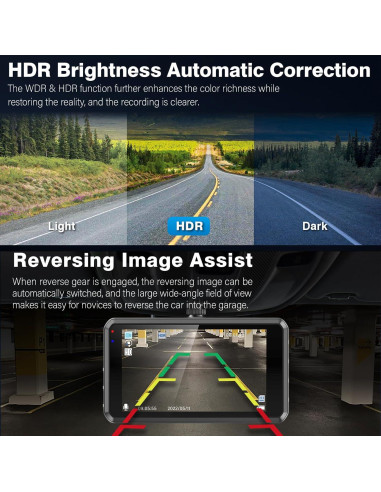 Cámara Dash SHRINLUCK 2K Delantera y Trasera, Pantalla 3.2"