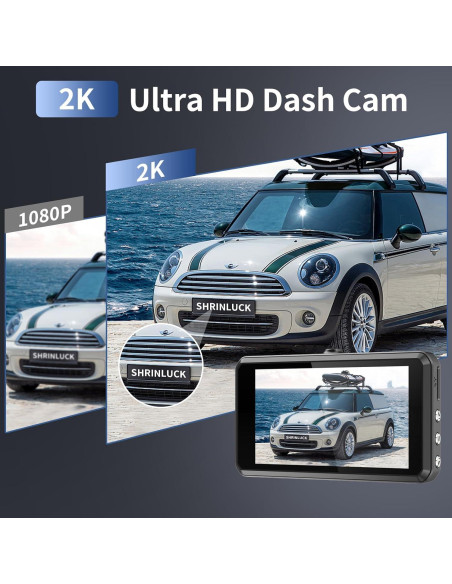 Cámara Dash SHRINLUCK 2K Delantera y Trasera, Pantalla 3.2"