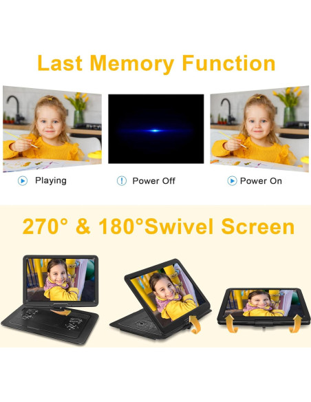 Reproductor de DVD Portátil HotHat 17.1" HD 6 Horas Batería