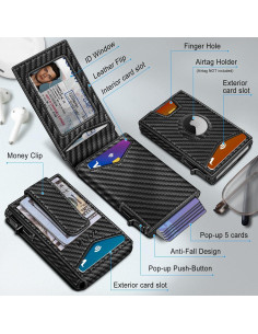 Billetera delgada para hombres con Airtag, bloqueo RFID, negro 2