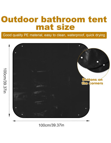 Alfombrilla de Ducha de Campamento Lyreh 1x1m Impermeable Negra