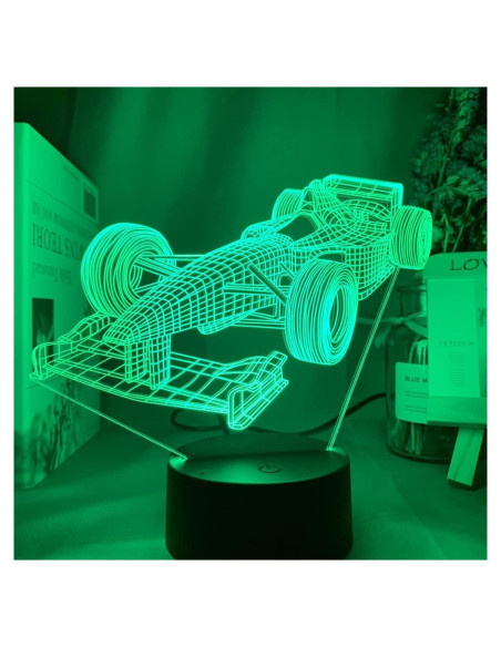 Luz Nocturna LED 3D Paesteffe Coche de Carreras F1 16 Colores