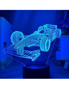 Luz Nocturna LED 3D Paesteffe Coche de Carreras F1 16 Colores 2