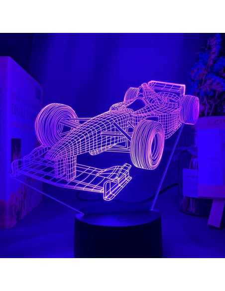 Luz Nocturna LED 3D Paesteffe Coche de Carreras F1 16 Colores