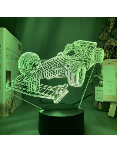 Luz Nocturna LED 3D Paesteffe Coche de Carreras F1 16 Colores