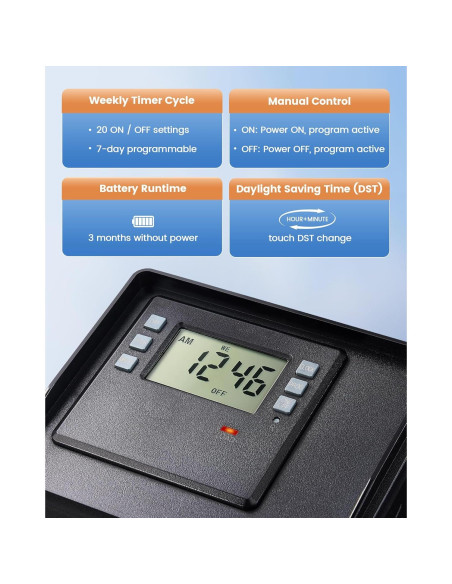 Temporizador Digital SURAIELEC para Piscinas 15A 125V Temporizador Digital SURAIELEC para Piscinas 15A 125V