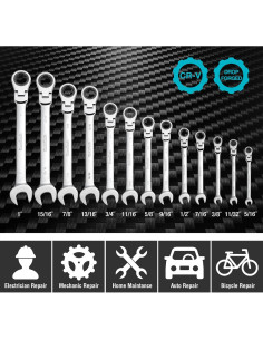 Juego de Llaves Combinadas Flexibles con Carraca DURATECH 13 Piezas 2