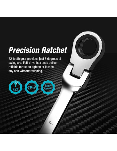 Juego de Llaves Combinadas Flexibles con Carraca DURATECH 13 Piezas