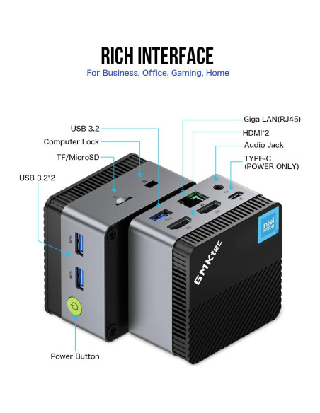 Mini PC GMKtec G5 Intel N97 12GB DDR5 256GB SSD Negro