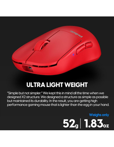 Ratón Gaming Inalámbrico Pulsar X2H Mini Rojo 26000 DPI