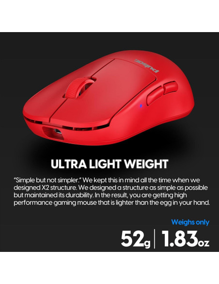 Ratón Gaming Inalámbrico Pulsar X2H Mini Rojo 26000 DPI Ratón Gaming Inalámbrico Pulsar X2H Mini Rojo 26000 DPI