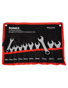 Juego de Llaves Combinadas Cortas Métricas Sunex 9930M, 10 Piezas
