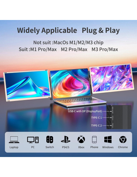 Extensor de Pantalla Laptomo S6 15.6" FHD 1080P Portátil