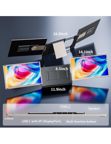 Extensor de Pantalla Laptomo S6 15.6" FHD 1080P Portátil