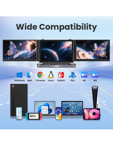 Extensor de Pantalla Triple S8 Pro 14" FHD 1080P Ultra Ligero