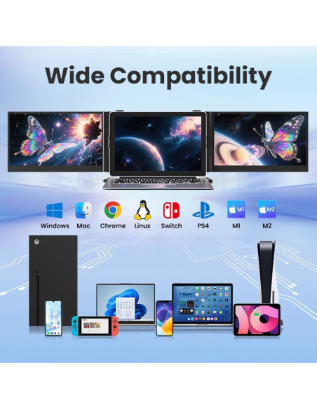 Extensor de Pantalla Triple S8 Pro 14" FHD 1080P Ultra Ligero