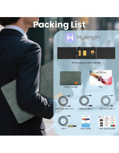 Extensor de Pantalla Triple S8 Pro 14" FHD 1080P Ultra Ligero