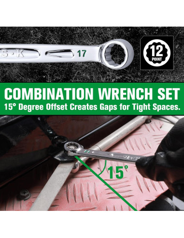 Juego de Llaves Combinadas SK 23 Piezas 8 a 19 mm y SAE