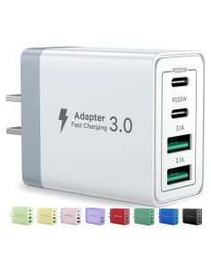 Cargador USB C Aioneus 40W 4 Puertos Carga Rápida Blanco