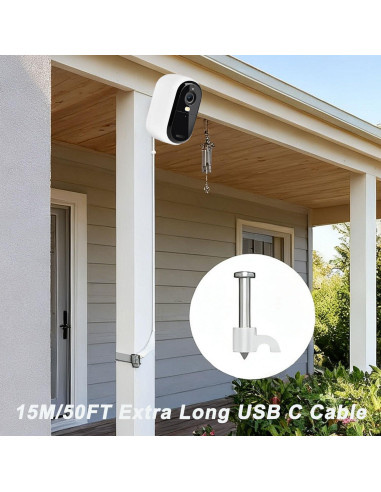 Cable de Alimentación USB C 15M para Cámaras de Seguridad
