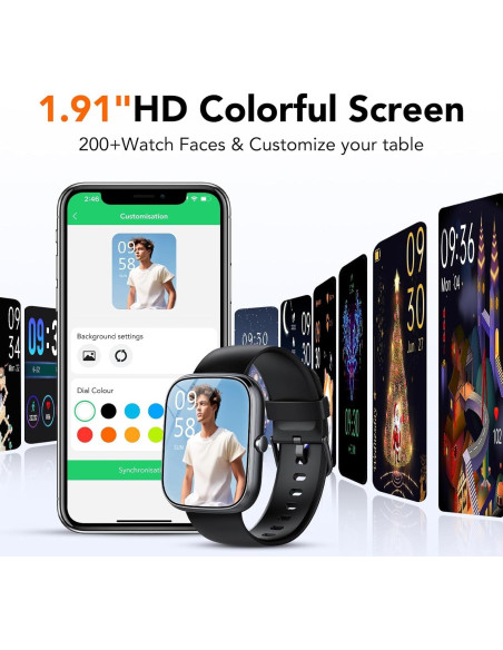 Reloj Inteligente Taopodo HD 1.91" Monitoreo Cardíaco IP68