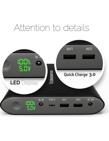 Banco de Energía 50000mAh Volessence para Laptop Carga Rápida