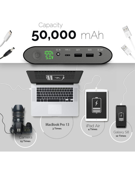 Banco de Energía 50000mAh Volessence para Laptop Carga Rápida
