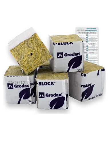 Bloques Mini de Rockwool Grodan 1.5" (3.81 cm) - Paquete de 45