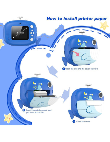 Cámara Instantánea Digital para Niños USHINING 1080P 32GB