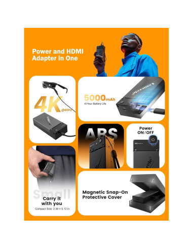 Adaptador HDMI a USB-C Lemorele HD200 4K 60Hz con Batería 5000mAh