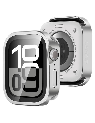 Funda de metal Amizee para Apple Watch 46mm Serie 10 Plata