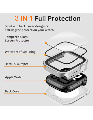 Funda de metal Amizee para Apple Watch 46mm Serie 10 Plata
