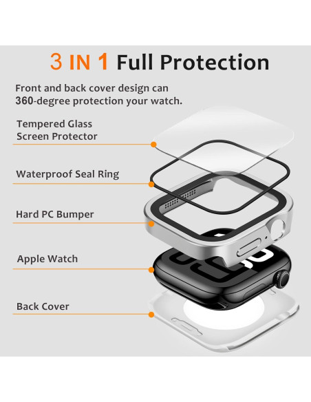 Funda de metal Amizee para Apple Watch 46mm Serie 10 Plata