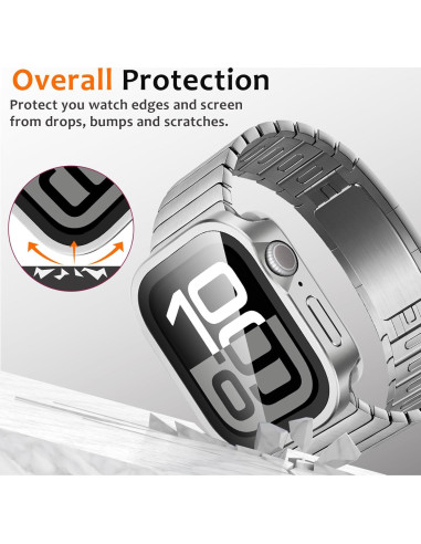 Funda de metal Amizee para Apple Watch 46mm Serie 10 Plata
