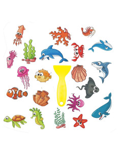 Pegatinas Antideslizantes para Bañera LUCKKYY - 18 Piezas Océano Azul