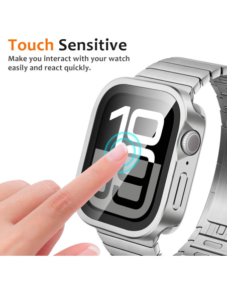 Funda de metal Amizee para Apple Watch 46mm Serie 10 Plata