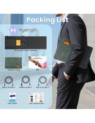 Extensor de Pantalla Portátil Hyangin S8 14" FHD 1080P
