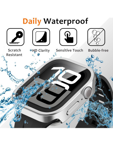 Funda de metal Amizee para Apple Watch 46mm Serie 10 Plata