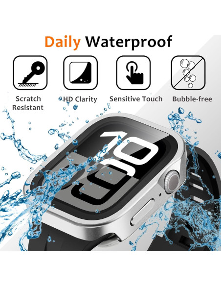 Funda de metal Amizee para Apple Watch 46mm Serie 10 Plata