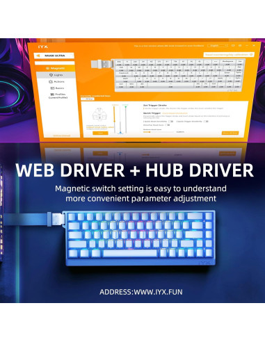 Teclado IROK MU68 Ultra RGB Mecánico Compacto 68 Teclas