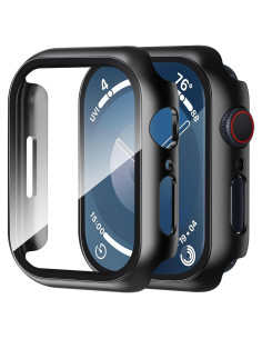 Funda Protectora Smiling con Vidrio Templado para Apple Watch 44mm - Negro