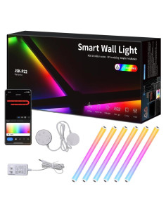 Luz de Pared Inteligente RGBIC VKTEKLAB 6 Líneas Blancas WiFi