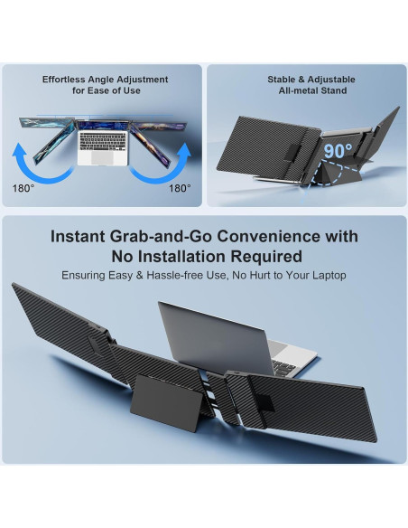 Monitor Portátil Triple 14" Laptomo 1080P FHD IPS USB-C