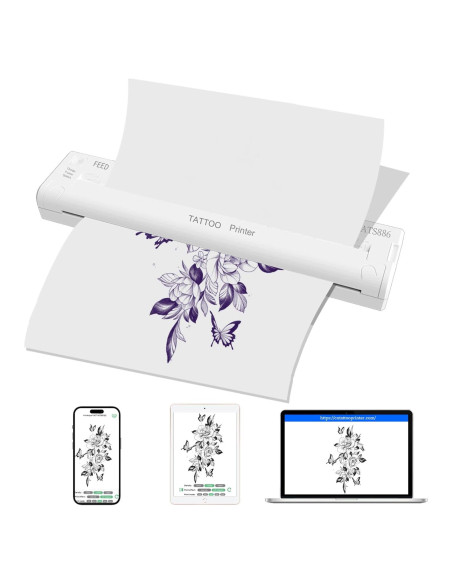 Impresora de Plantillas de Tatuaje YILONG ATS886 Inalámbrica Bluetooth