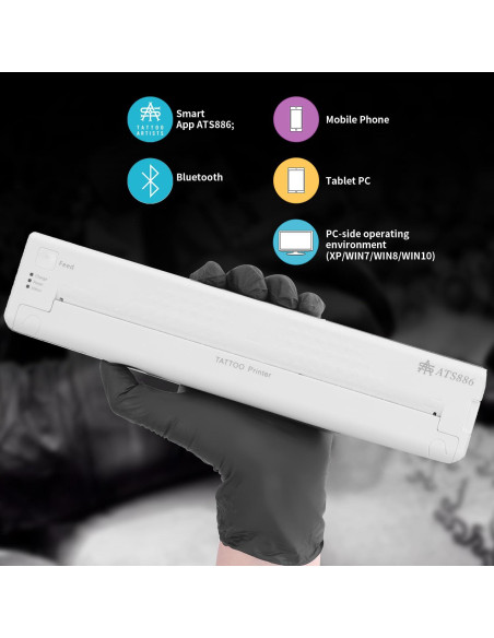 Impresora de Plantillas de Tatuaje YILONG ATS886 Inalámbrica Bluetooth