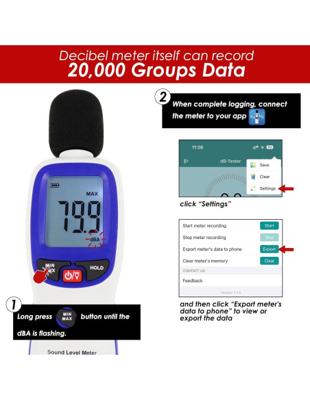 Medidor de Sonido Inalámbrico Danoplus DP-379 30-130 dBA