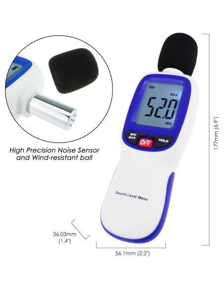 Medidor de Sonido Inalámbrico Danoplus DP-379 30-130 dBA